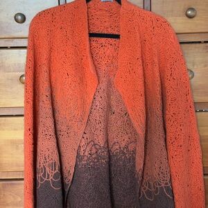 Malo Orange Cardigan with Ombre Effect and Soft Texture